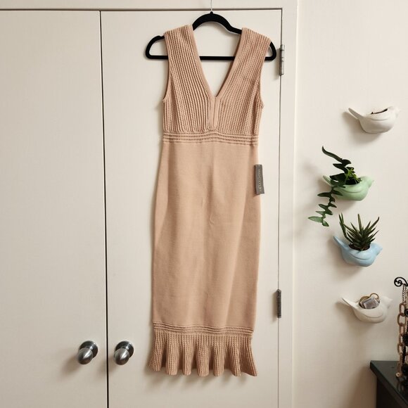 Size Small NY&C Knit Bodycon Dress with Ruffle Hem - Picture 3 of 4